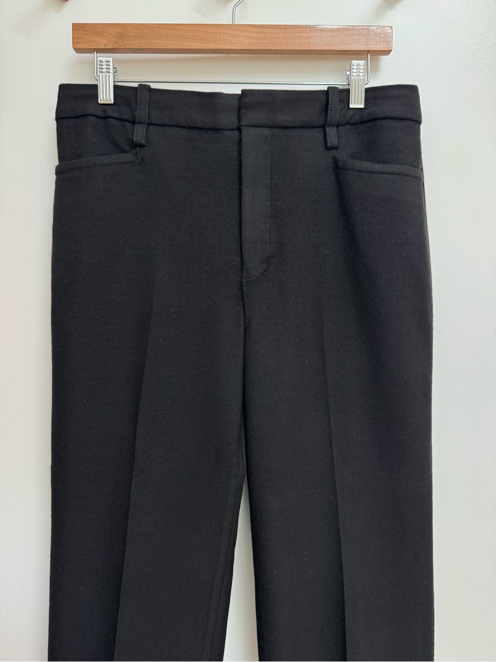 Banana Republic High Rise Straight Leg Italian Wool Pants Women 8 Long Black - Picture 3 of 11